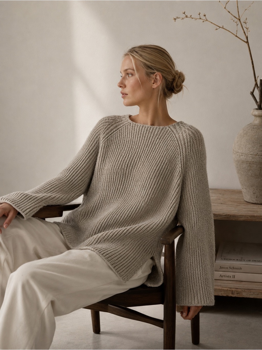 Totême Merino Wool Organic Cotton Flecked Rib Knit Sweater